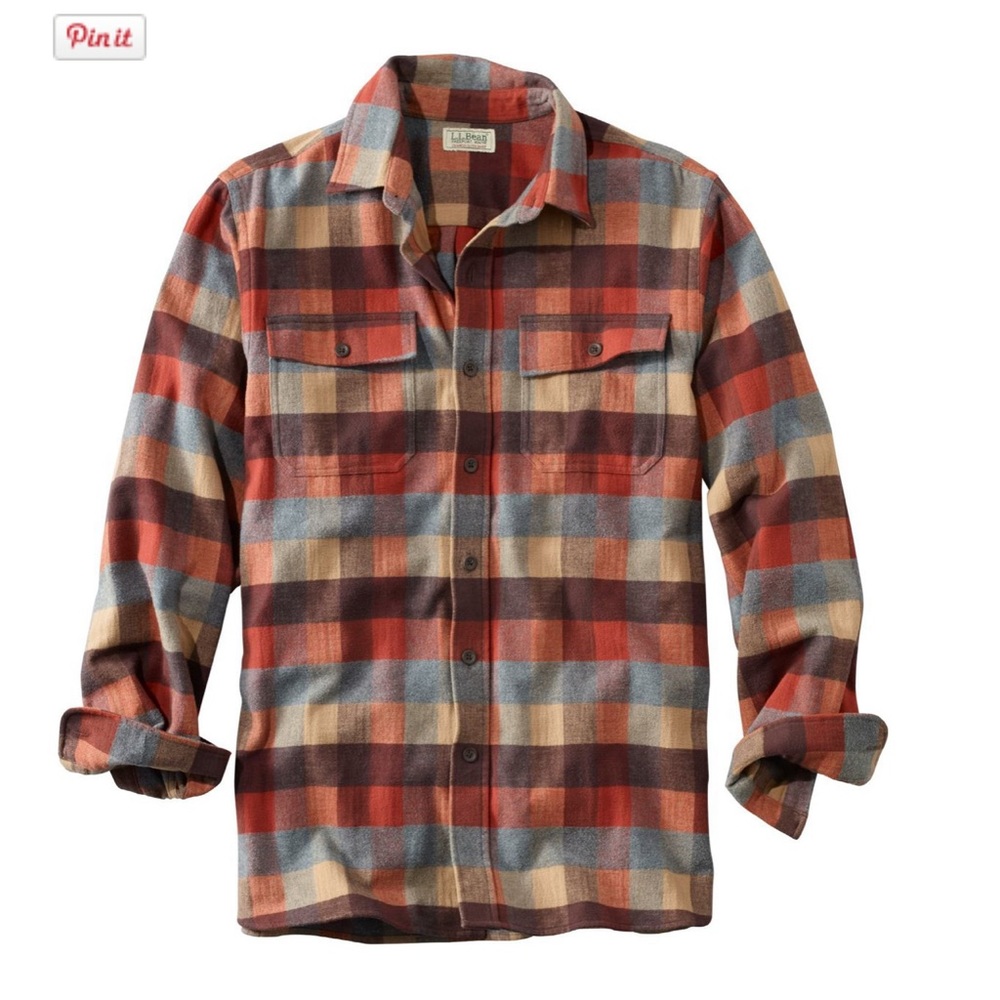 L.L. Bean Mens Chamois Plaid Shirt Flannel in Apple Cinnamon size XL NEW!